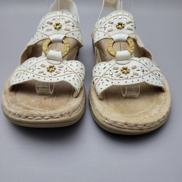 Earth Spirit Sandals Womens 8.5 Slingback Strappy White Leather Boho Studded - Picture 4 of 10